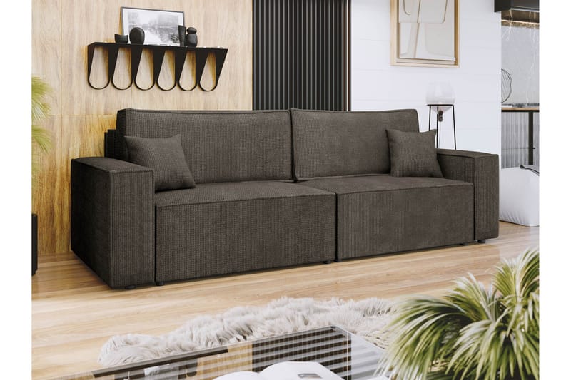 Hobson Sovesofa 3-seter i Plysj - Grå - Møbler - Sofaer - Sovesofaer