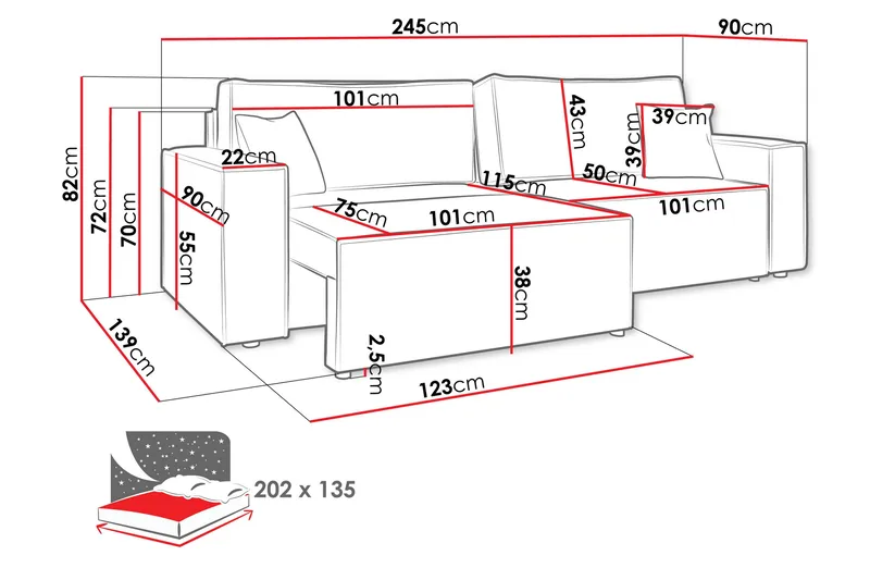 Hobson Sovesofa 3-seter i Plysj - Hvit - Møbler - Sofaer - Sovesofaer