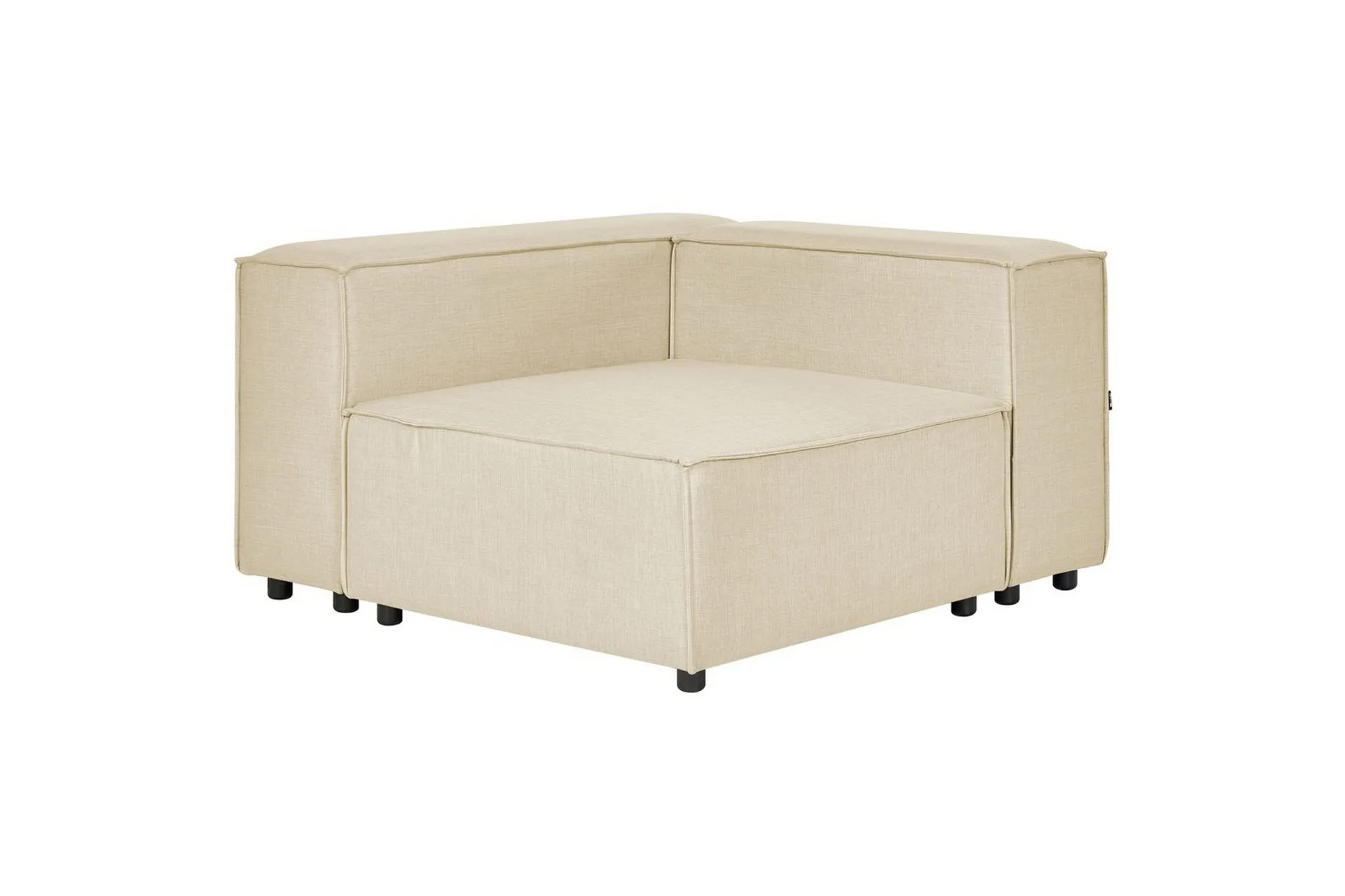 Hörnsektion Beliani Aprica Beige, svart, Linne Beige - Beige
