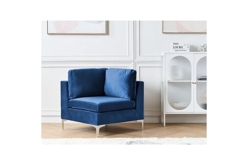Hörnsektion Beliani Evja Blå NO_BRAND blue - Møbler - Sofaer - Modulsofaer - Hjørnemodul