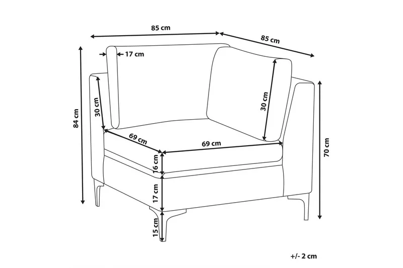 Hörnsektion Beliani Evja Blå Rose - Møbler - Sofaer - Modulsofaer - Hjørnemodul