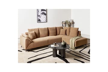 Hörnsoffa Beliani Lunner Beige, svart Brown||Black - Møbler - Sofaer - Sofagrupper
