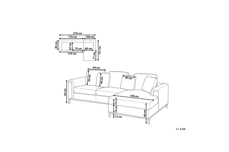 Hörnsoffa Beliani Oslo Högervänd Right-faced - Møbler - Sofaer - Sofa med sjeselong