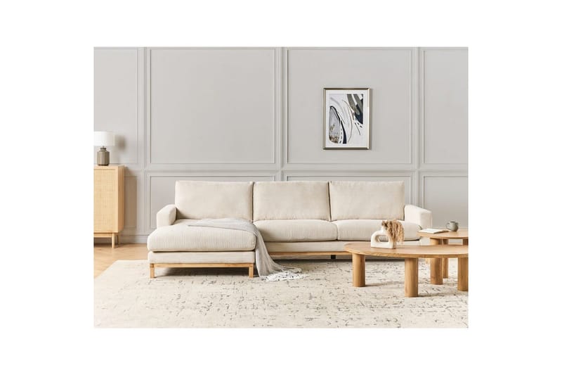 Hörnsoffa Beliani Siggard Beige, ljust trä Beige||Light colored wood VALUE_MISSING_1 - Møbler - Sofaer - Sofagrupper