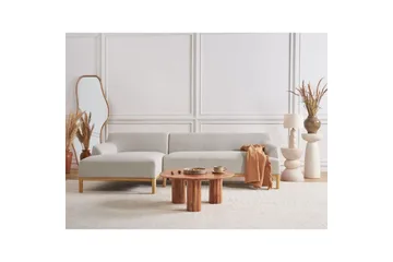 Hörnsoffa Beliani Sosjo Beige, ljust trä, Högervänd Beige||Light colored wood Left-faced - Møbler - Sofaer - Sofa med sjeselong