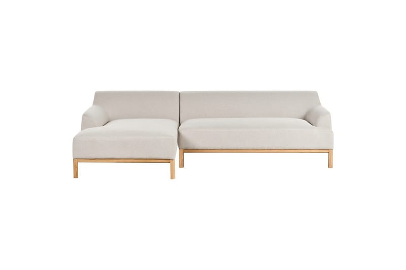 Hörnsoffa Beliani Sosjo Beige, ljust trä, Högervänd Beige||Light colored wood Left-faced