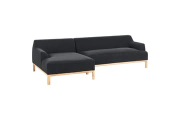 Hörnsoffa Beliani Sosjo Beige, ljust trä, Högervänd Black||Light colored wood Left-faced - Møbler - Sofaer - Sofa med sjeselong