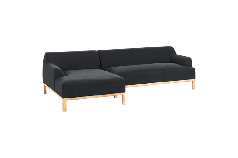 Hörnsoffa Beliani Sosjo Beige, ljust trä, Högervänd Black||Light colored wood Left-faced - Møbler - Sofaer - Sofa med sjeselong
