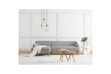 Hörnsoffa Beliani Sosjo Beige, ljust trä, Högervänd Grey||Light colored wood Left-faced - Møbler - Sofaer - Sofa med sjeselong