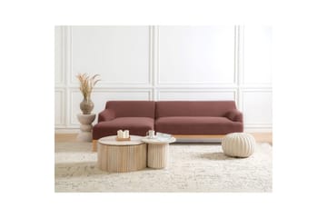 Hörnsoffa Beliani Sosjo Beige, ljust trä, Högervänd Red||Light colored wood Left-faced - Møbler - Sofaer - Sofa med sjeselong