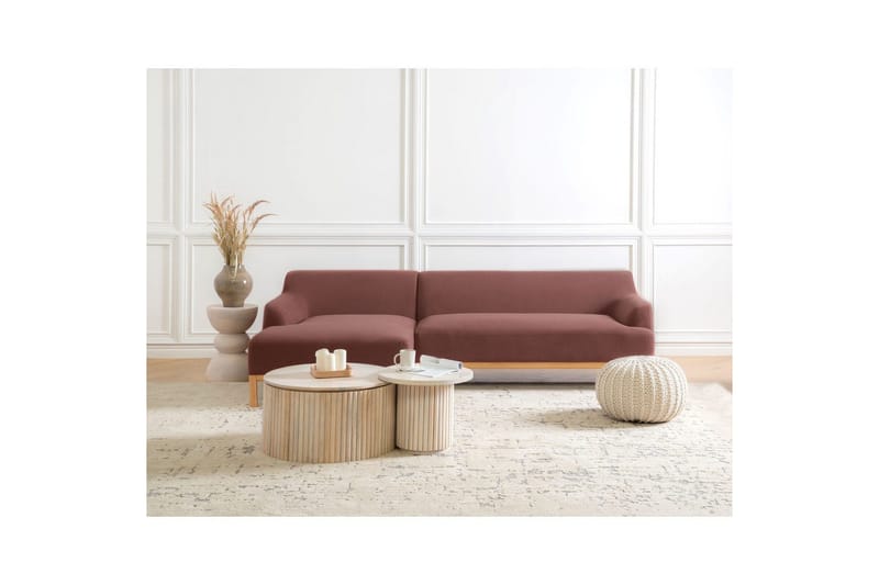 Hörnsoffa Beliani Sosjo Beige, ljust trä, Högervänd Red||Light colored wood Left-faced - Møbler - Sofaer - Sofa med sjeselong