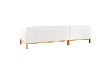 Hörnsoffa Beliani Sosjo Beige, ljust trä, Högervänd White||Light colored wood Left-faced - Møbler - Sofaer - Sofa med sjeselong