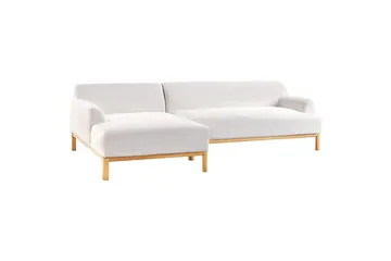 Hörnsoffa Beliani Sosjo Beige, ljust trä, Högervänd White||Light colored wood Left-faced - Møbler - Sofaer - Sofa med sjeselong
