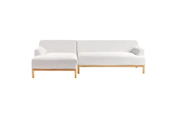 Hörnsoffa Beliani Sosjo Beige, ljust trä, Högervänd White||Light colored wood Left-faced - Møbler - Sofaer - Sofa med sjeselong