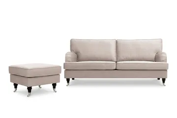 Howard Classic sofagruppe 3-seters sofa og fotskammel i fløyel - Beige - Møbler - Sofaer - Sofagrupper - Howard sofagruppe