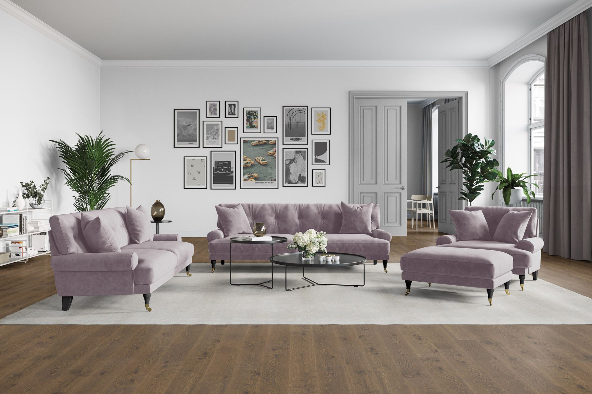 Andrew 2-seters Fløyelssofa - Lilla - Møbler - Sofaer - Howard sofa