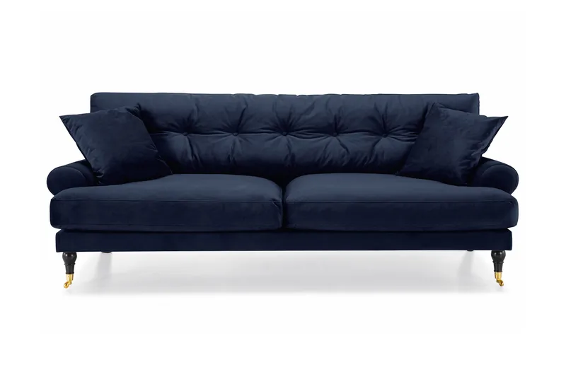 Andrew 3-seters Fløyelssofa - Blå - Møbler - Sofaer - Sofa 3 seter