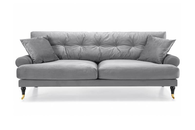 Andrew 3-seters Fløyelssofa - Lys grå - Møbler - Sofaer - Sofa 3 seter