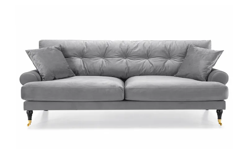 Andrew 3-seters Fløyelssofa - Lys grå - Møbler - Sofaer - Sofa 3 seter