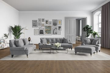 Andrew 3-seters Fløyelssofa - Lys grå - Møbler - Sofaer - Howard sofa