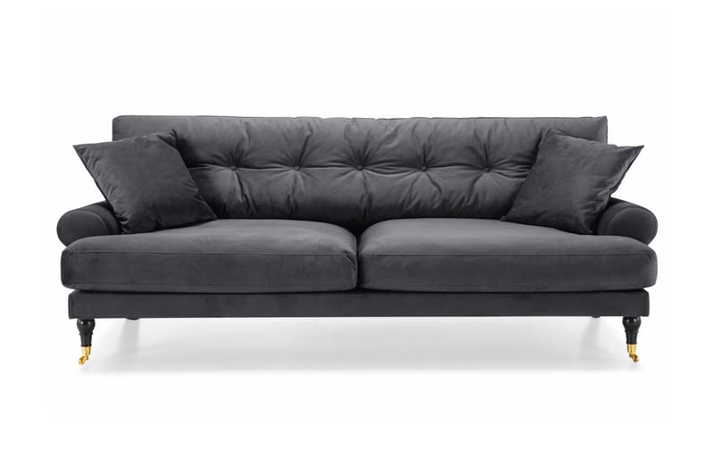 Andrew 3-seters Fløyelssofa - Mørk grå - Møbler - Sofaer - Howard sofa