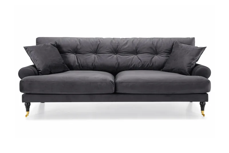 Andrew 3-seters Fløyelssofa, Mørk grå