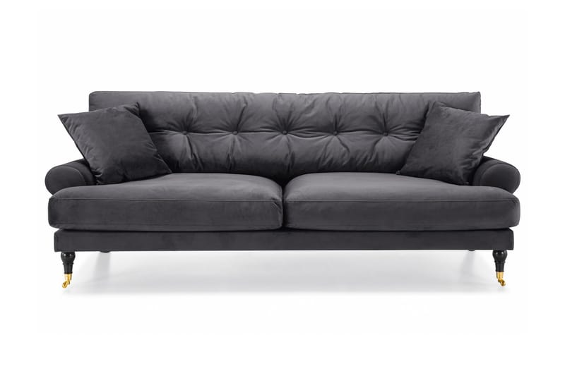 Andrew 3-seters Fløyelssofa - Mørk grå - Møbler - Sofaer - Sofa 3 seter