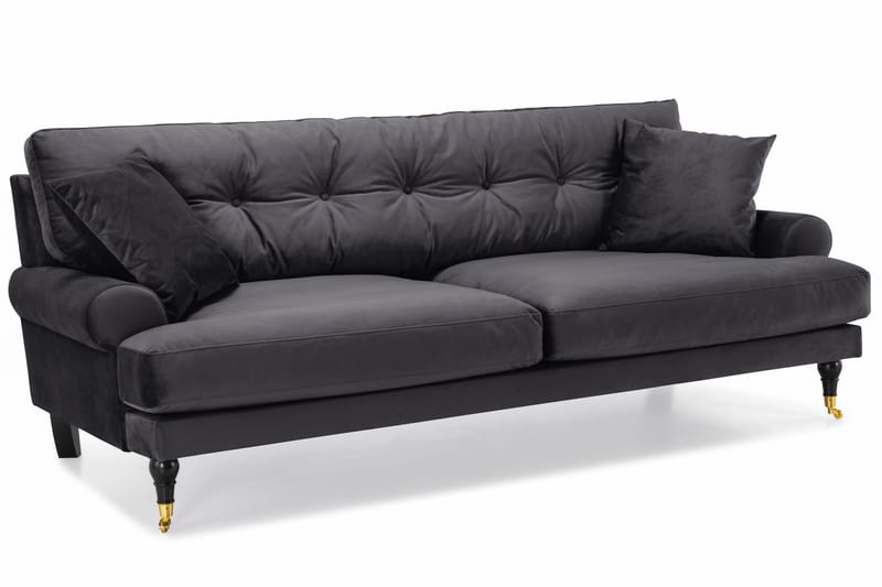 Andrew 3-seters Fløyelssofa - Mørk grå - Møbler - Sofaer - Sofa 3 seter