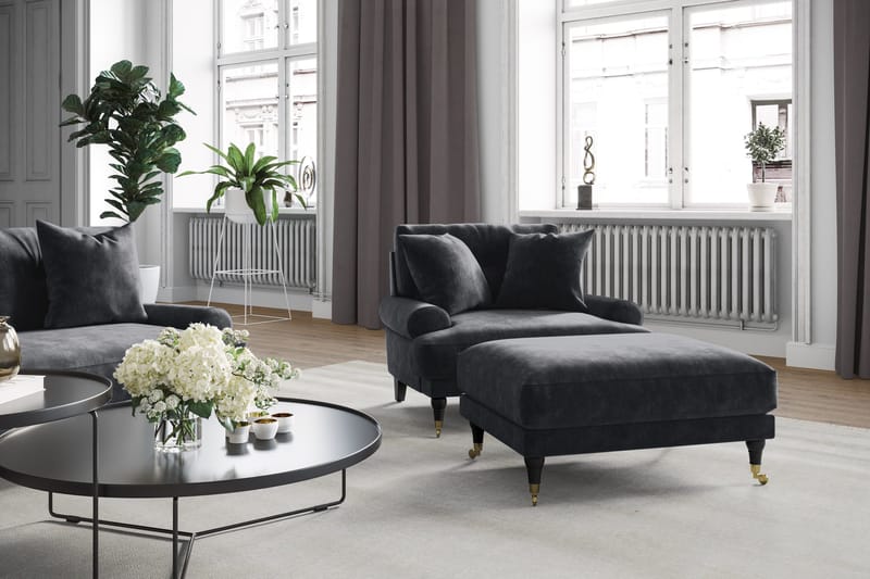 Andrew 3-seters Fløyelssofa - Mørk grå - Møbler - Sofaer - Sofa 3 seter