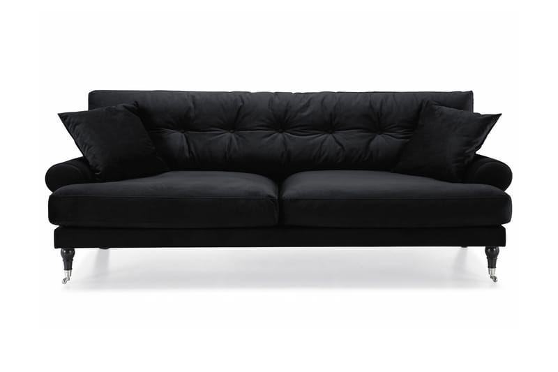 Andrew 3-seters Fløyelssofa - Svart - Møbler - Sofaer - Sofa 3 seter