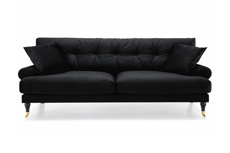 Andrew 3-seters Fløyelssofa - Svart - Møbler - Sofaer - Sofa 3 seter