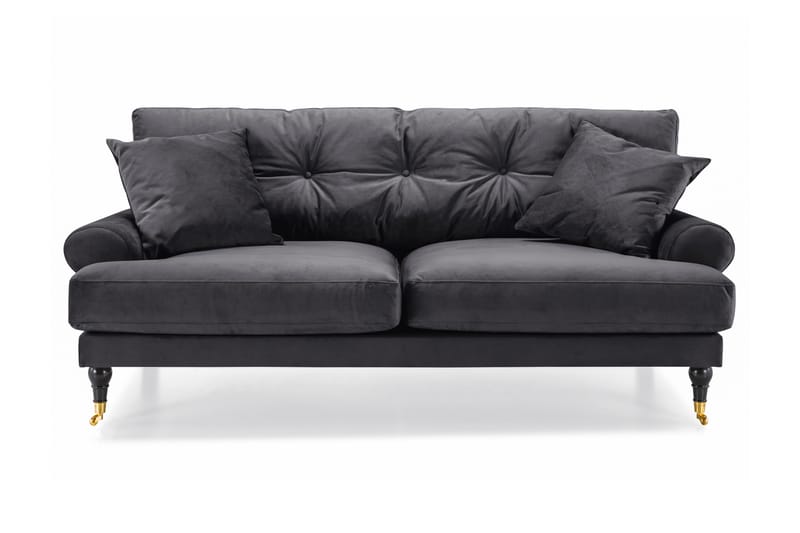 Andrew Fløyelssofa 2-seter - Mørkegr�å/Messing - Howard sofa - Fløyel sofaer - 2 seter sofa