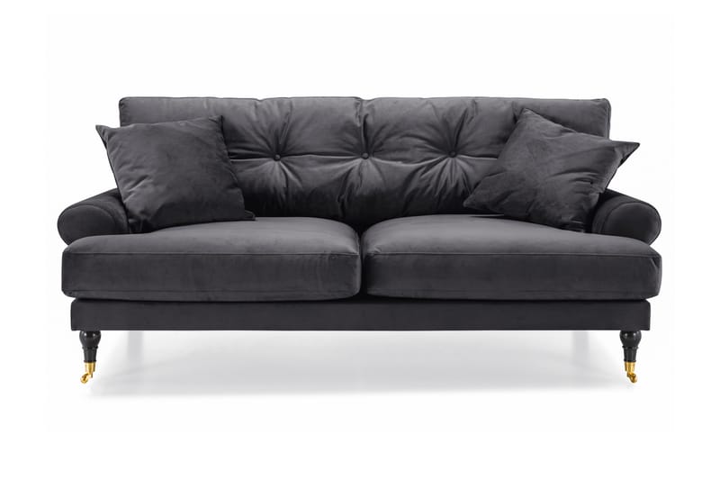 Andrew Fløyelssofa 2-seter - Mørkegrå/Messing - Howard sofa - Fløyel sofaer - 2 seter sofa