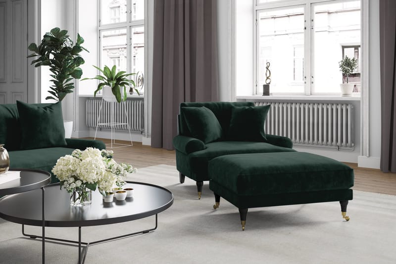 Andrew Fløyelssofa 2-seter - Mørkegrønn/Krom - Howard sofa - Fløyel sofaer - 2 seter sofa