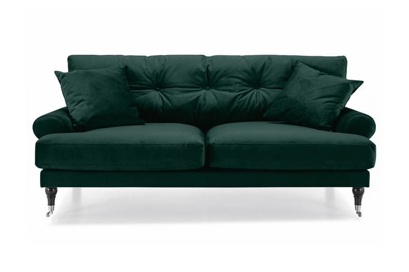 Andrew Fløyelssofa 2-seter - Mørkegrønn/Krom - Howard sofa - Fløyel sofaer - 2 seter sofa