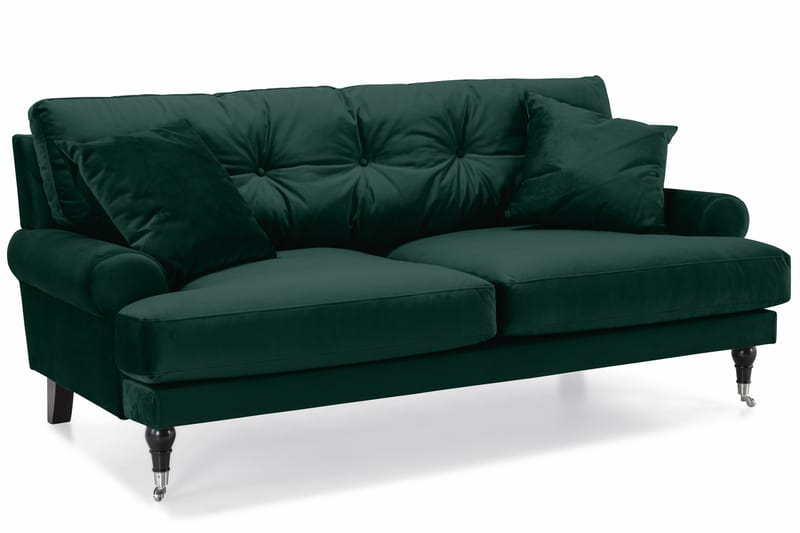 Andrew Fløyelssofa 2-seter - Mørkegrønn/Krom - Howard sofa - Fløyel sofaer - 2 seter sofa