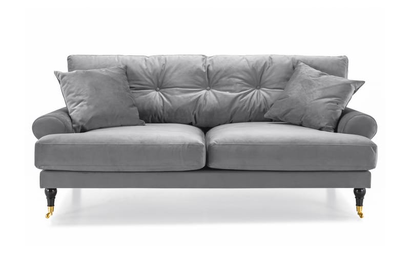 Andrew Fløyelssofa 2-seter - Sølvgrå/Messing - Howard sofa - Fløyel sofaer - 2 seter sofa