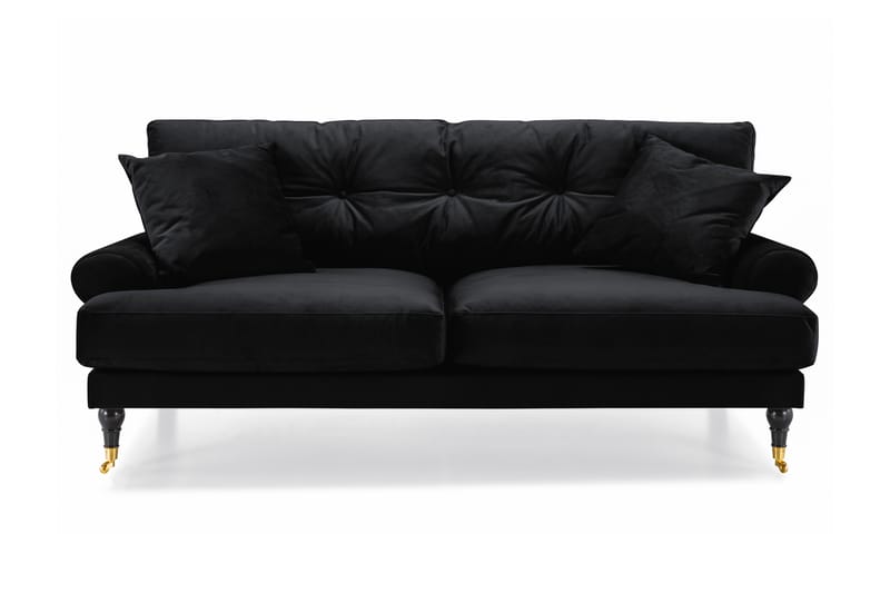 Andrew Fløyelssofa 2-seter - Svart/Messing - Howard sofa - Fløyel sofaer - 2 seter sofa