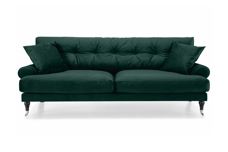 Andrew Fløyelssofa 3-seter - Mørkegrønn/Krom - Howard sofa - Fløyel sofaer - Sofa 3 seter