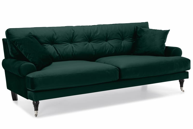 Andrew Fløyelssofa 3-seter - Mørkegrønn/Krom - Howard sofa - Fløyel sofaer - Sofa 3 seter
