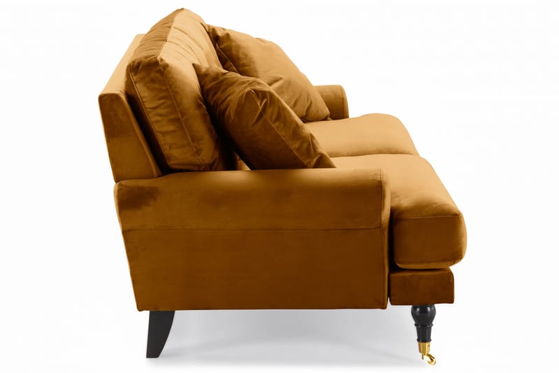 Andrew Sofagruppe 3-seter + 2-seter Sofa + Lenestol + Fotskammel i Fløyel - Mørk gul - Møbler - Sofaer - 2 seter sofa