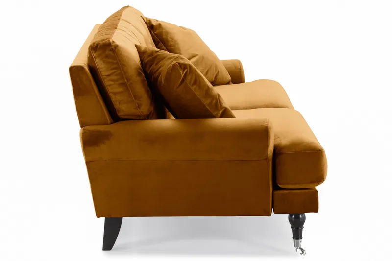 Andrew Sofagruppe 3-seter + 2-seter Sofa + Lenestol + Fotskammel i Fløyel - Mørk gul - Møbler - Sofaer - 2 seter sofa