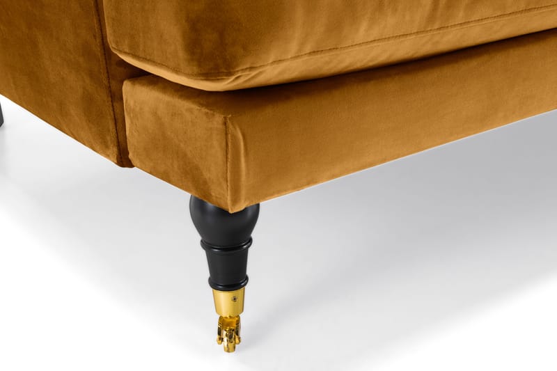 Andrew Sofagruppe 3-seter + 2-seter Sofa + Lenestol + Fotskammel i Fløyel - Mørk gul - Møbler - Sofaer - 2 seter sofa
