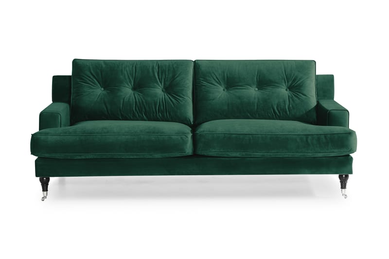 Dalby 3-seters Sofa Fløyel - Mørkegrønn - Fløyel sofaer - Sofa 3 seter - Howard sofa