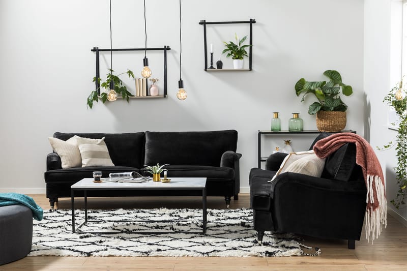 Howard Classic 2-seters Svunget Fløyelssofa - Svart - Møbler - Sofaer - Howard sofa