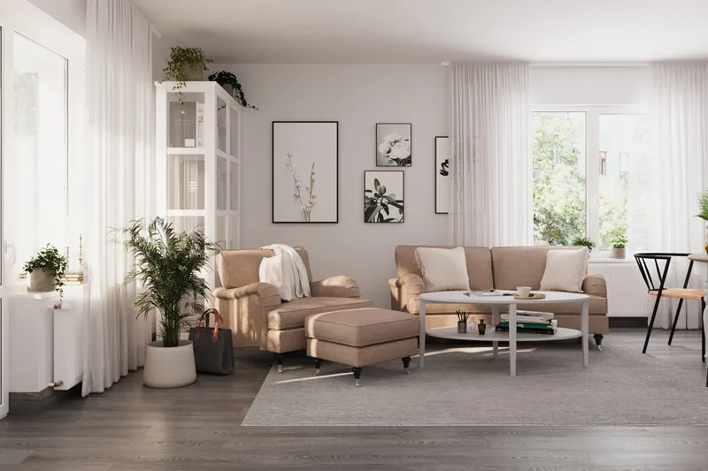 Howard Classic 2-seters Svunget Stoffsofa - Mørk beige - Møbler - Sofaer - Howard sofa