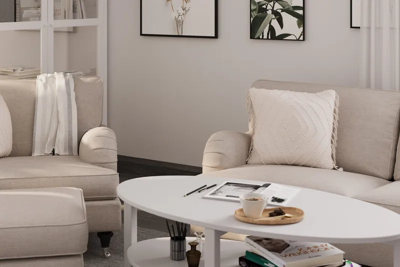 Howard Classic 3-seters Svunget Stoffsofa - Beige - Møbler - Sofaer - Howard sofa