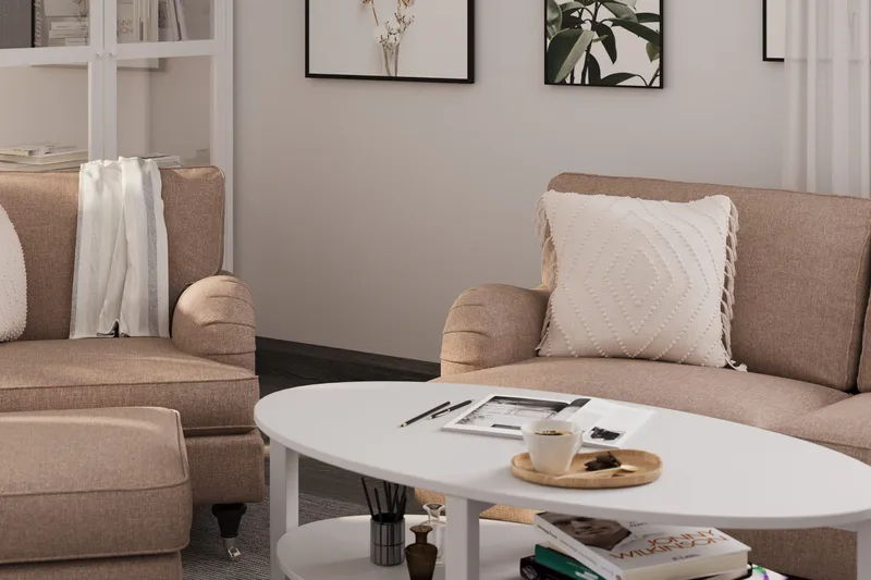 Howard Classic 3-seters Svunget Stoffsofa - Mørk beige - Møbler - Sofaer - Howard sofa