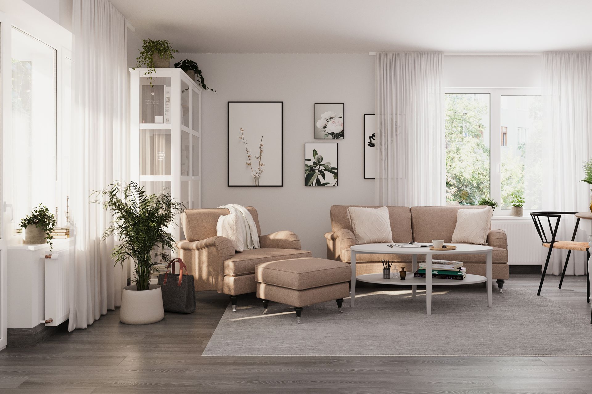 Howard Classic 3-seters Svunget Stoffsofa - Mørk beige - Møbler - Sofaer - Howard sofa