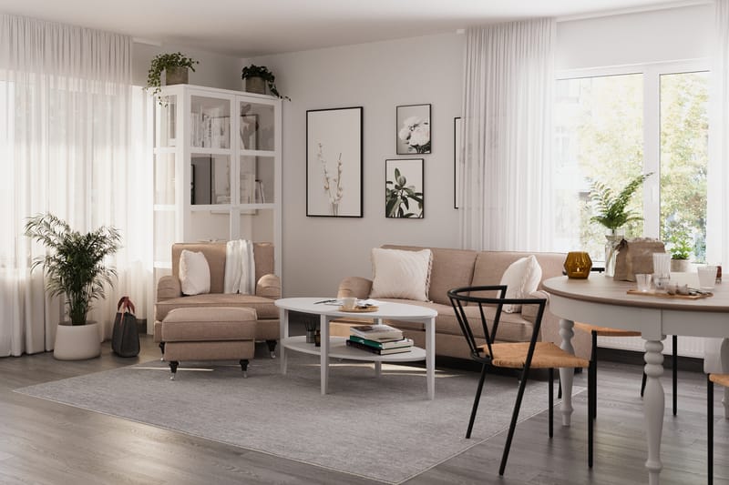 Howard Classic 3-seters Svunget Stoffsofa - Mørk beige - Møbler - Sofaer - Howard sofa
